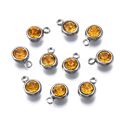 201 Stainless Steel Rhinestone Charms STAS-S068-18-1
