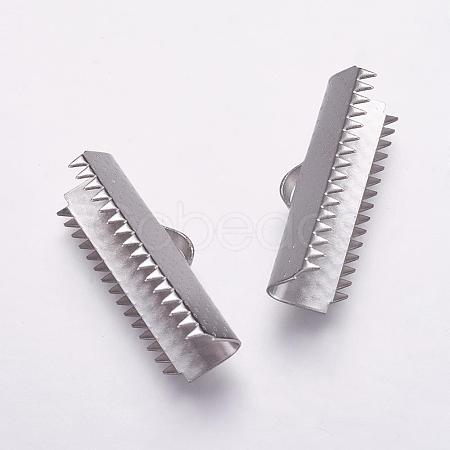 Tarnish Resistant 304 Stainless Steel Ribbon Crimp Ends STAS-K146-043-25mm-1