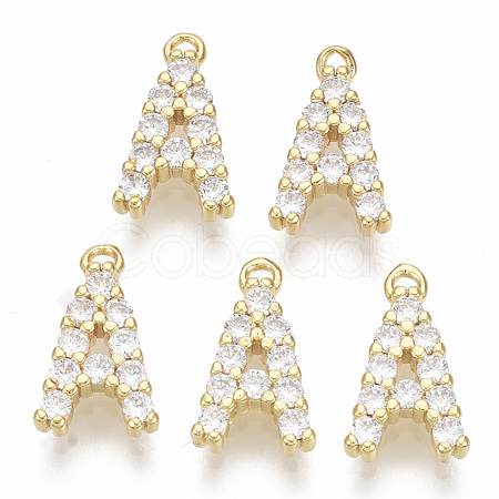 Brass Micro Pave Cubic Zirconia Charms KK-T060-05-A-G-NF-1