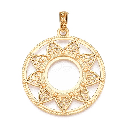 Plating Alloy Pendant Cabochon Settings PALLOY-T090-16G-1