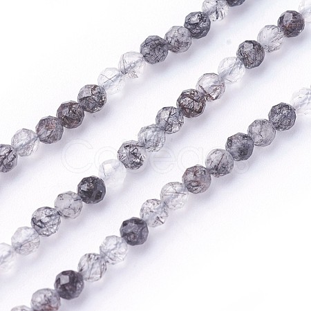Natural Black Rutilated Quartz Beads Strands G-F619-10B-3mm-1