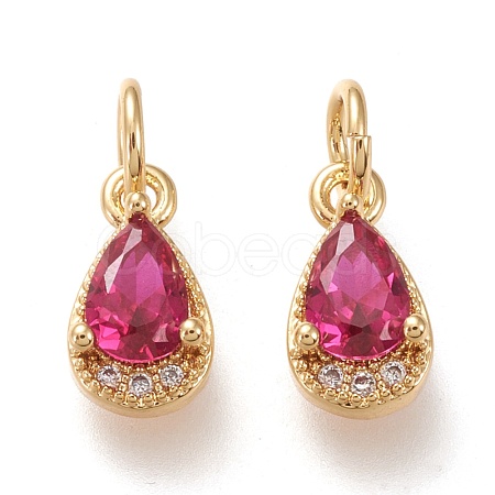 Brass Micro Pave Clear Cubic Zirconia Charms KK-F820-15A-G-1