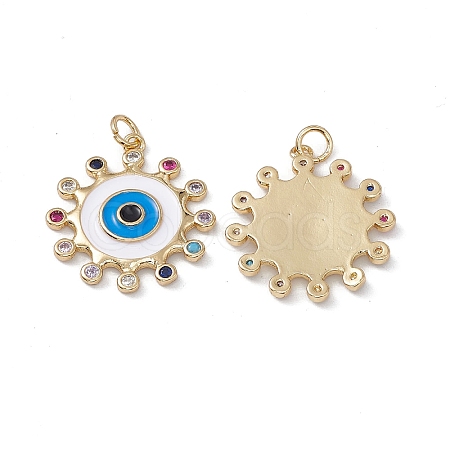 Brass Colorful Cubic Zirconia Pendants KK-E068-VA207-2-1