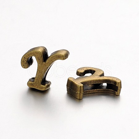 Tibetan Style Antique Bronze Plated Alloy Letter Slide Charms PALLOY-J542-Y-NF-1