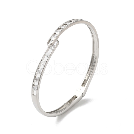 Rack Plating Brass Pave Clear Cubic Zirconia Hinged Bangles BJEW-G716-03P-1