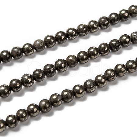 Natural Pyrite Beads Strands X-G-L031-4mm-01-1