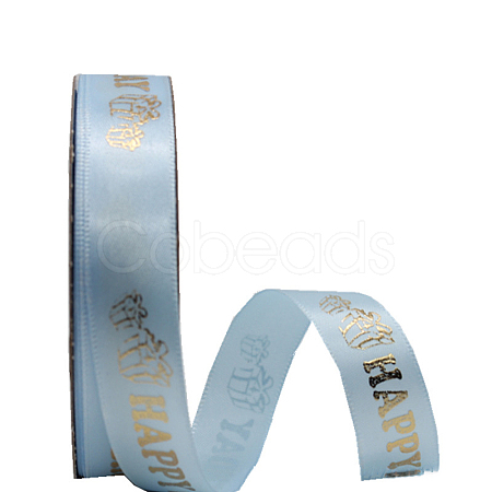 Hot Stamping Happy Birthday Polyester Printed Ribbons OCOR-WH0091-60G-1
