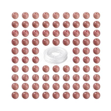 100Pcs 8mm Grade AAA Natural Rhodonite Round Beads DIY-LS0002-65-1