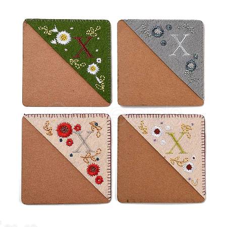 4Pcs Letter Personalized Hand Embroidered Corner Bookmarks JX587X-1