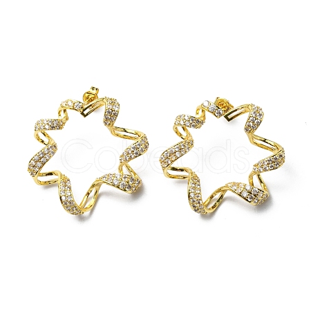 Crystal Rhinestone Hollow Out Flower Stud Earrings EJEW-D055-04G-1