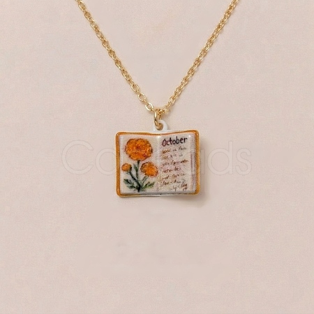Brass Enamel Book Pendant Necklaces for Women KK-CBAF5B9-01G-10-1