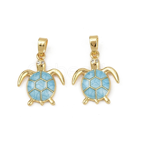 Brass Micro Pave Cubic Zirconia Pendants X-KK-C093-09G-02-1