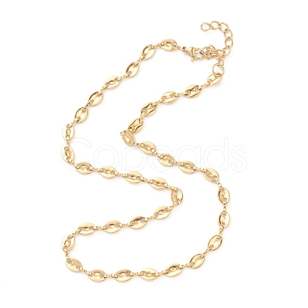PVD Vacuum Plating 304 Stainless Steel Coffee Bean Chain Necklaces NJEW-O123-01G-1