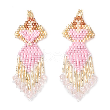 Glass Seed Beaded Angel Pendants PALLOY-MZ0089296-03-1