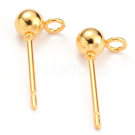 304 Stainless Steel Ball Post Stud Earring Findings STAS-Z035-02G-C-1