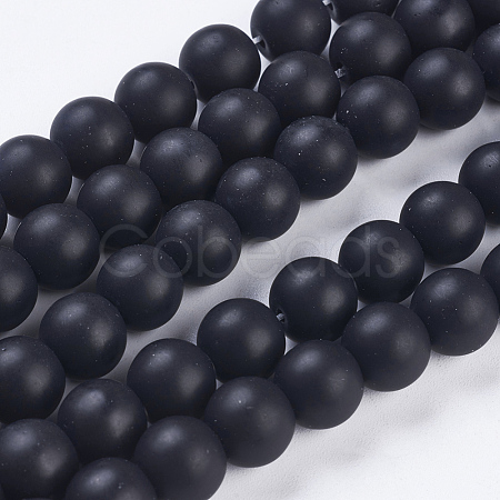 Synthetic Black Stone Bead Strands X-G-R345-10mm-38-1-1