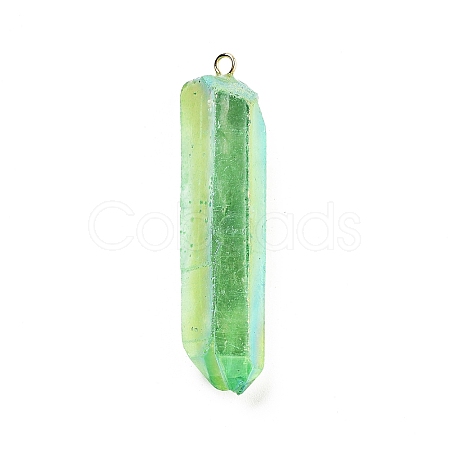 Electroplated Natural Quartz Pendants G-P315-B01-03G-1