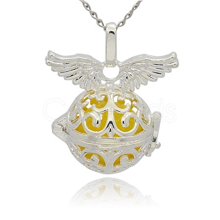 Silver Color Plated Brass Cage Pendants KK-J217-11S-1