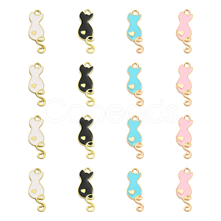40Pcs 4 Colors Alloy Enamel Pendants ENAM-CJ0002-29-1