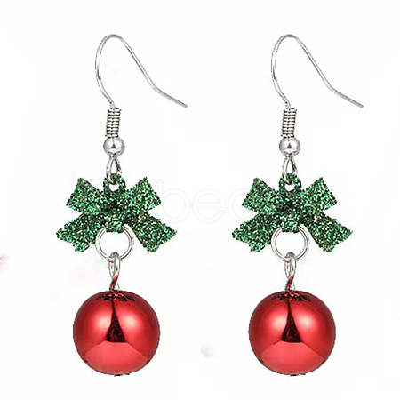 Christmas Theme Alloy Plastic Dangle Earrings FS-WG6FBD6-08-1