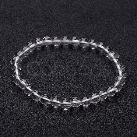 Natural Crystal Round Beaded Stretch Bracelets BJEW-F202-07-1