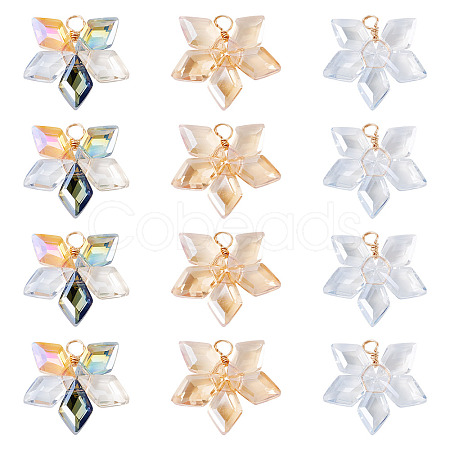 18Pcs 3 Styles Glass Pendants PALLOY-TA00343-1