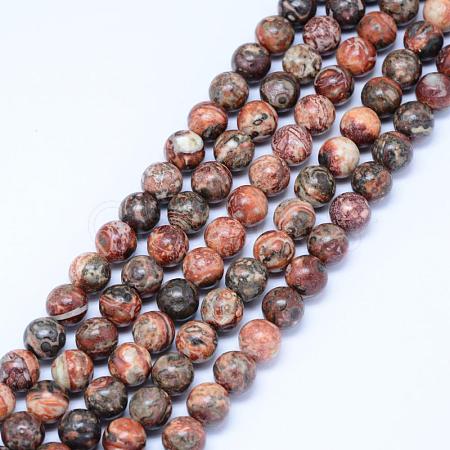 Natural Leopard Skin Jasper Beads Strands G-J358-05-6mm-1