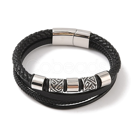 Braided Microfiber Leather Multi-strand Bracelets LS-BJEW-B096-07C-1