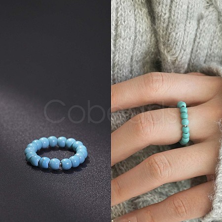 Synthetic Turquoise Stretchy Finger Rings FS-WG01730-17-1