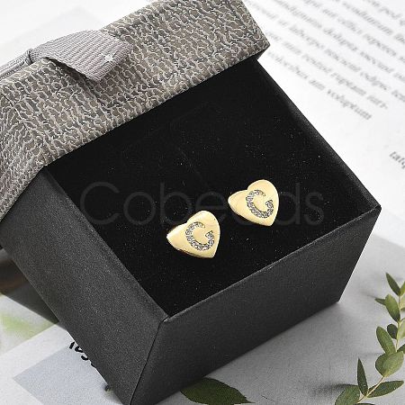 Rack Plating Brass Micro Pave Clear Cubic Zirconia Stud Earrings EJEW-K299-01G-C-1
