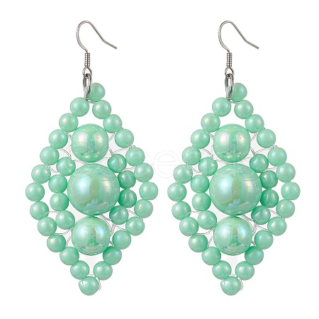 Woven Opaque Acrylic Dangle Earrings EJEW-JE05755-1