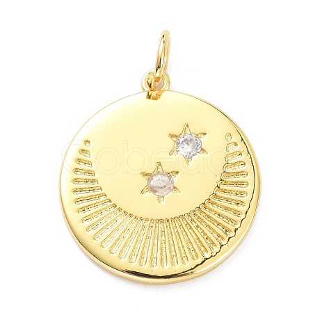 Brass Micro Pave Clear Cubic Zirconia Pendants ZIRC-L091-104G-1
