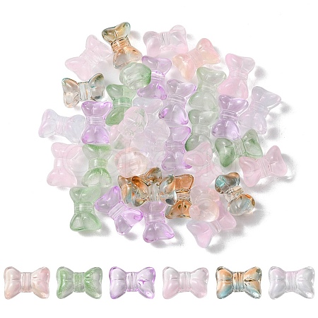 35Pcs Transparent Spray Painted Glass Beads GLAA-YW0001-64-1