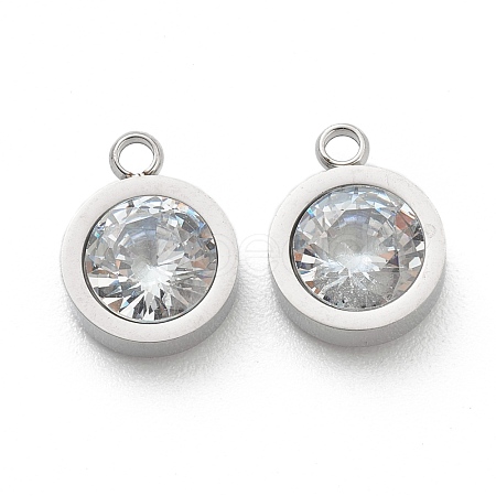 304 Stainless Steel Rhinestone Charms STAS-Z009-16P-1