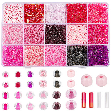 15 Styles Glass Seed & Bugle Beads SEED-PA0001-14B-1