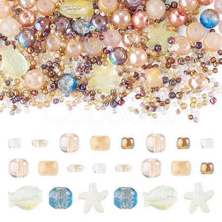 1Bag Mixed Styles Glass Beads GLAA-TADJ0001-10F-1