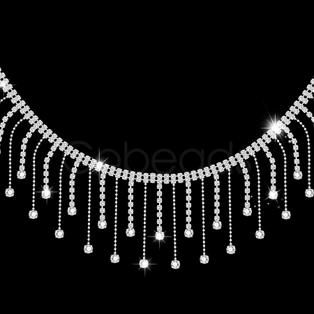 Rhinestone & Iron Tassels Chain PW-WG44583-01-1