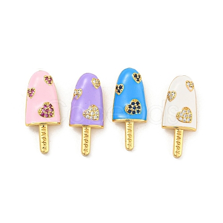 Rack Plating Brass Micro Pave Cubic Zirconia Pendants KK-P277-09G-1