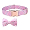 Adjustable Polyester Pet Collars, Bowknot Cat Dog Choker Necklace, with Side Release Buckle, Pearl Pink, 330~500x20mm