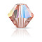 Preciosa&reg Crystal Beads, Czech Crystal, Bicone(451 69 302 Rondelle), 70030 200 Rose Peach AB, 4mm, Hole: 0.8mm