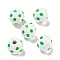 Printed Wood European Beads, Round with Dot Pattern, Lime Green, 15.5~16mm, Hole: 4~4.5mm