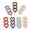 Alloy Enamel Pendants, with Crystal Rhinestones, Heart Charm, Lead Free & Cadmium Free, Light Gold, 30.5x12x2mm, Hole: 2.5mm