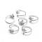 Brass Finger Ring Components, with Cubic Zirconia, For Half Drilled Beads, Adjustable, Clear, Platinum, 17.5mm