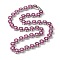 Rack Plating Brass Pave Cubic Zirconia Flower Link Necklaces for Women, Cadmium Free & Lead Free, Long-Lasting Plated, Platinum, Magenta, 16.26 inch(413mm)