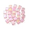 UV Plating Transparent Acrylic European Beads, Large Hole Beads, Cube, Pink, 13.5x13.5x13.5mm, Hole: 4mm