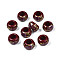 Flower Printed Opaque Acrylic Rondelle Beads, Large Hole Beads, Dark Red, 15x9mm, Hole: 7mm