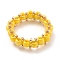 Round Glass Seed Beaded Finger Rings, with Real 18K Gold Plated Copper Wire, Yellow, US Size 10 3/4(20.3mm)