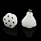 Opaque Resin Pendants, with Platinum Plated Iron Loops, Lotus Pod Charm, Creamy White, 19~21.5x17~18x17~18mm, Hole: 2mm