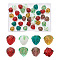 Craftdady 35Pcs 7 Style Handamde Bumpy Lampwork Beads, with Gold Sand, Strawberry, Mixed Color, 15x13mm, Hole: 1mm, 5pcs/style