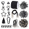 ARRICRAFT DIY Keychain Necklace Making Kit, Including Aluminum Rock Climbing Carabiners, Zinc Alloy Swivel Lobster Claw Clasps, Waxed Cord Necklace Making, Resin Pendants, Iron Tag Chain, Black, 488Pcs/set